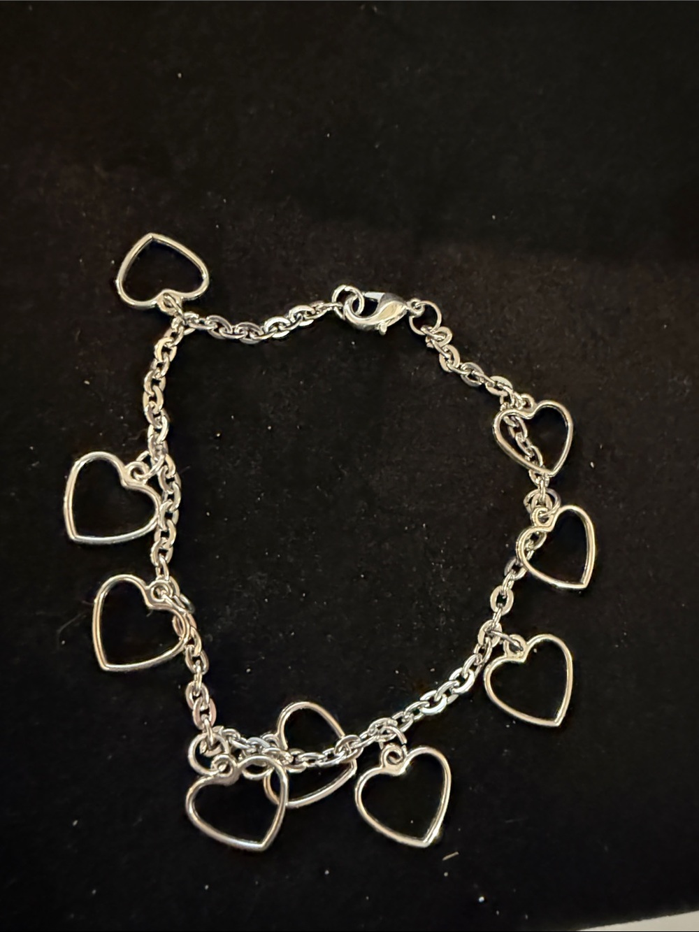 Silver Open Heart Charm Bracelet - Women's Chain Bracelet